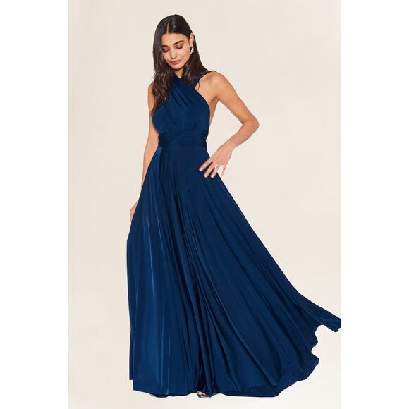 Twobirds Navy Convertible Gown Formal Dress Halter Twist Adjustible - S - Picture 1 of 8